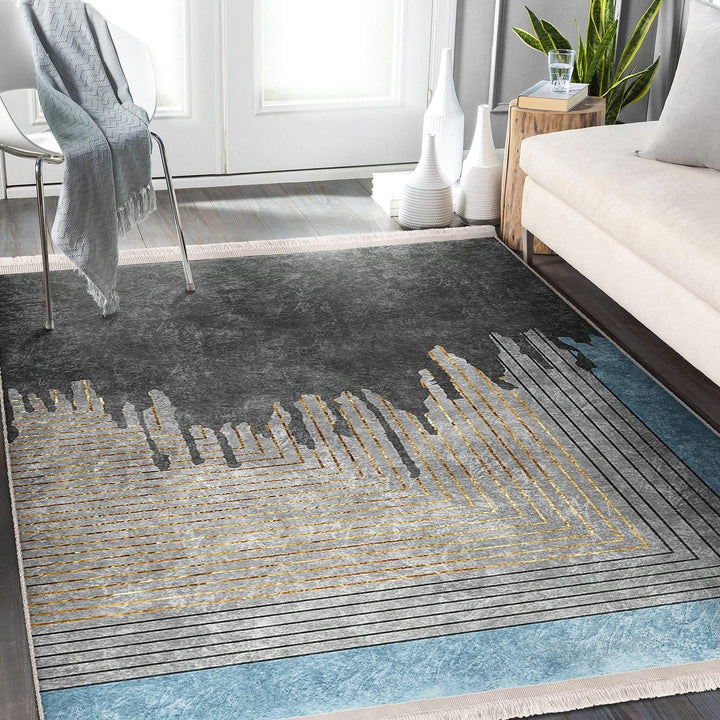 Gray Blue Rug|Abstract Carpet|Multi-purpose Carpet|Rustic Non-slip Mat|Decorative Rug|Abstract Floor Rug|Unique Design Rug|Non-slip Rug
