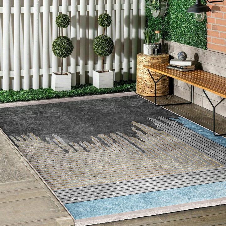 Gray Blue Rug|Abstract Carpet|Multi-purpose Carpet|Rustic Non-slip Mat|Decorative Rug|Abstract Floor Rug|Unique Design Rug|Non-slip Rug