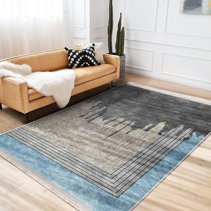 Gray Blue Rug|Abstract Carpet|Multi-purpose Carpet|Rustic Non-slip Mat|Decorative Rug|Abstract Floor Rug|Unique Design Rug|Non-slip Rug