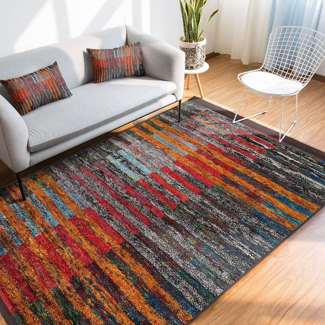 Bold Stripes Abstract Carpet|Unique Design Rug|Machine-washable Rug|Contemporary Rug|Modern Abstract Rug|Floor Covering|Statement Rug