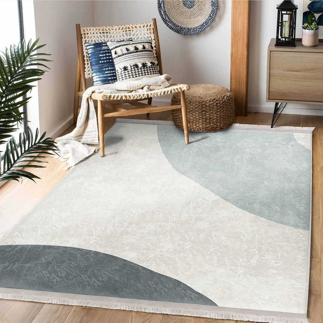 Curved Line Abstract Rug|Modern Minimalist Carpet|Boho Flow Pattern Rug|Machine-Washable Carpet|Non-Slip Rug|Contemporary Art Carpet