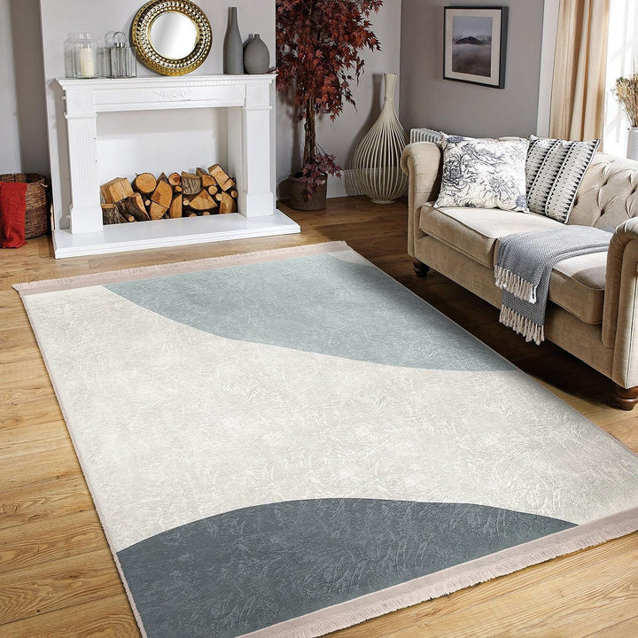 Curved Line Abstract Rug|Modern Minimalist Carpet|Boho Flow Pattern Rug|Machine-Washable Carpet|Non-Slip Rug|Contemporary Art Carpet