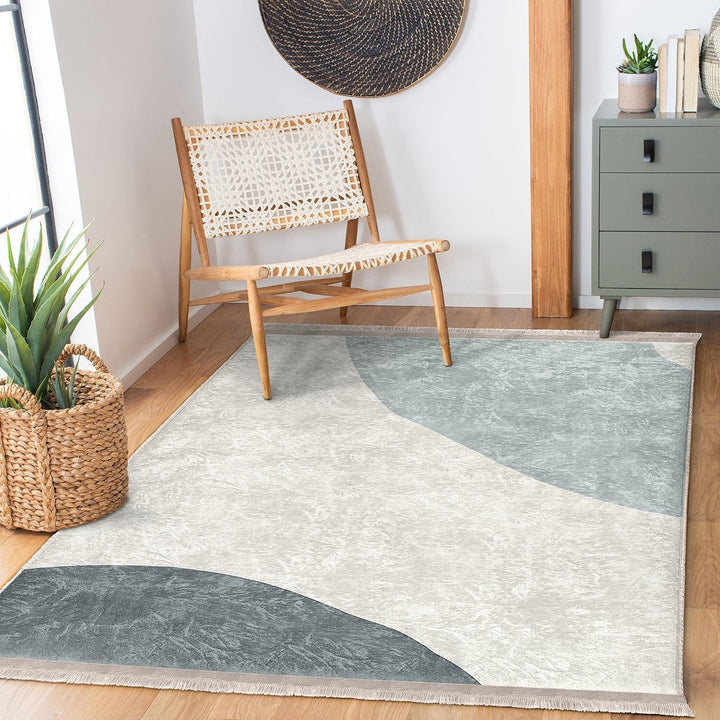 Curved Line Abstract Rug|Modern Minimalist Carpet|Boho Flow Pattern Rug|Machine-Washable Carpet|Non-Slip Rug|Contemporary Art Carpet