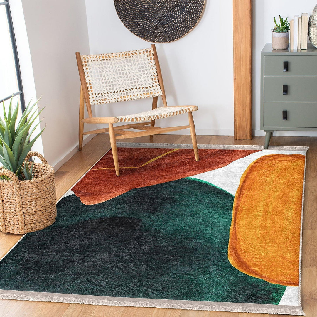 Organic Form Abstract Rug|Modern Fluid Shape Carpet|Boho Artistic Rug|Machine-Washable Carpet|Non-Slip Rug|Creative Living Carpet