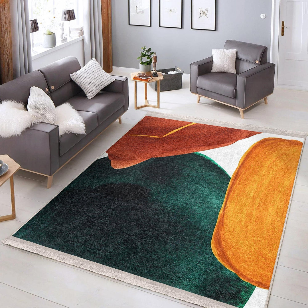 Organic Form Abstract Rug|Modern Fluid Shape Carpet|Boho Artistic Rug|Machine-Washable Carpet|Non-Slip Rug|Creative Living Carpet