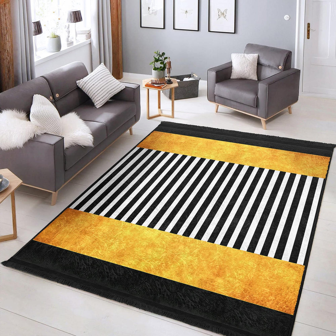 Striped Abstract Rug|Modern Linear Pattern Carpet|Boho Graphic Accent Rug|Machine-Washable Carpet|Non-Slip Rug|Artful Living Room Carpet
