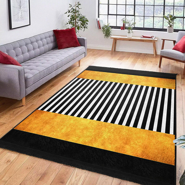 Striped Abstract Rug|Modern Linear Pattern Carpet|Boho Graphic Accent Rug|Machine-Washable Carpet|Non-Slip Rug|Artful Living Room Carpet
