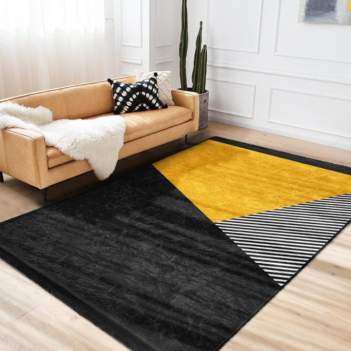 Geometric Motif Rug|Modern Boho Carpet|Bold Abstract Floor Mat|Washable & Non-Slip Minimalist Living Room Decor|Cozy Floor Cover