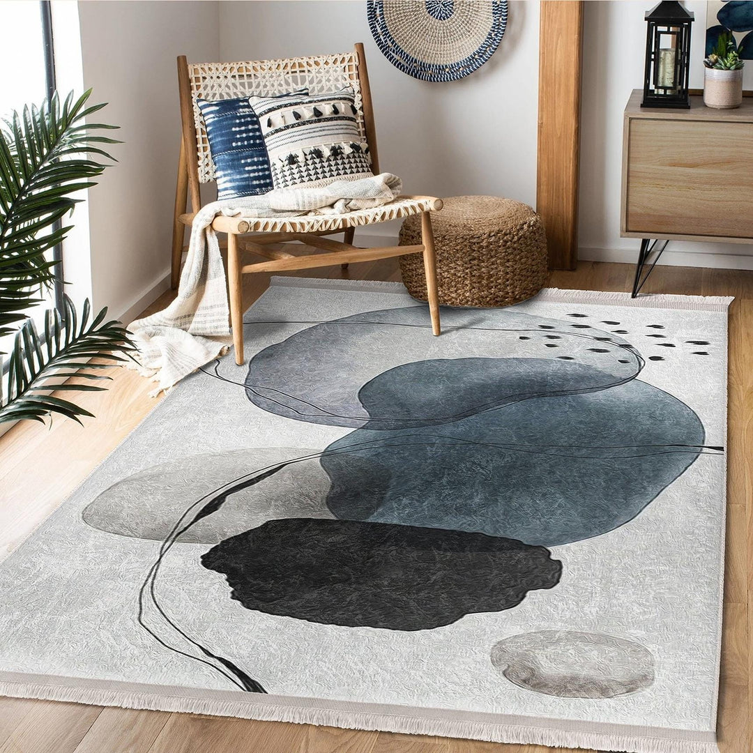 Abstract Design Rug|Modern Art-Inspired Carpet|Minimalist Geometric Floor Mat|Washable&Non-Slip|Contemporary Living Room Decor