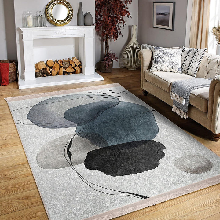 Abstract Design Rug|Modern Art-Inspired Carpet|Minimalist Geometric Floor Mat|Washable&Non-Slip|Contemporary Living Room Decor