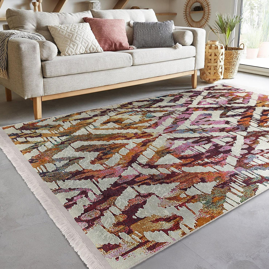 Abstract Colorful Rug|Modern Multicolor Carpet|Artistic Living Room Decor|Boho Statement Area Rug|Seasonless Carpet|Geometric Floor Cover