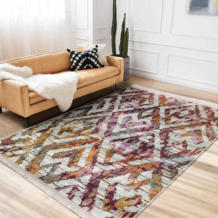 Abstract Colorful Rug|Modern Multicolor Carpet|Artistic Living Room Decor|Boho Statement Area Rug|Seasonless Carpet|Geometric Floor Cover