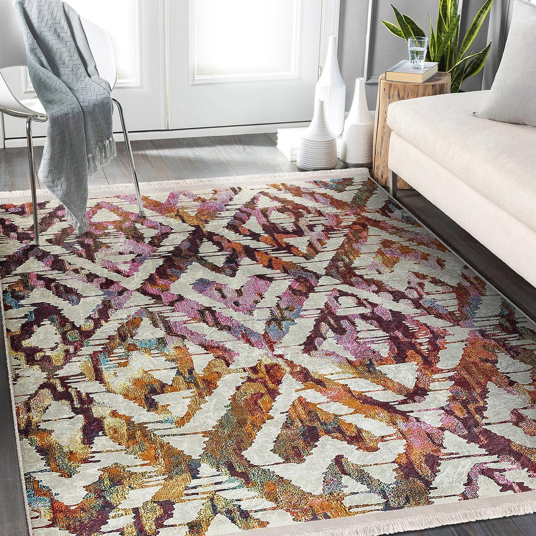 Abstract Colorful Rug|Modern Multicolor Carpet|Artistic Living Room Decor|Boho Statement Area Rug|Seasonless Carpet|Geometric Floor Cover