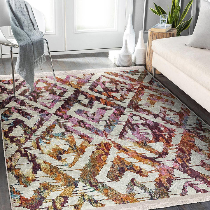 Abstract Colorful Rug|Modern Multicolor Carpet|Artistic Living Room Decor|Boho Statement Area Rug|Seasonless Carpet|Geometric Floor Cover