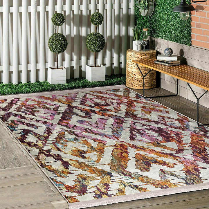 Abstract Colorful Rug|Modern Multicolor Carpet|Artistic Living Room Decor|Boho Statement Area Rug|Seasonless Carpet|Geometric Floor Cover