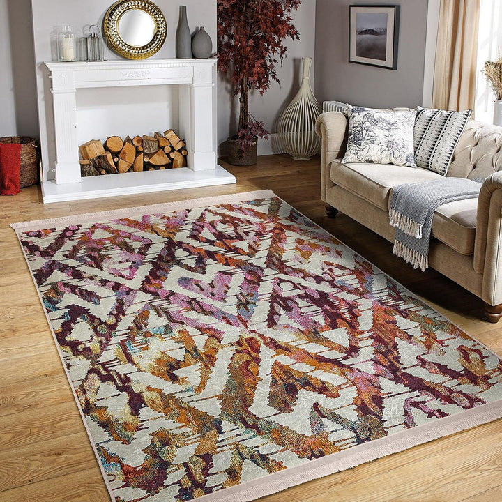 Abstract Colorful Rug|Modern Multicolor Carpet|Artistic Living Room Decor|Boho Statement Area Rug|Seasonless Carpet|Geometric Floor Cover