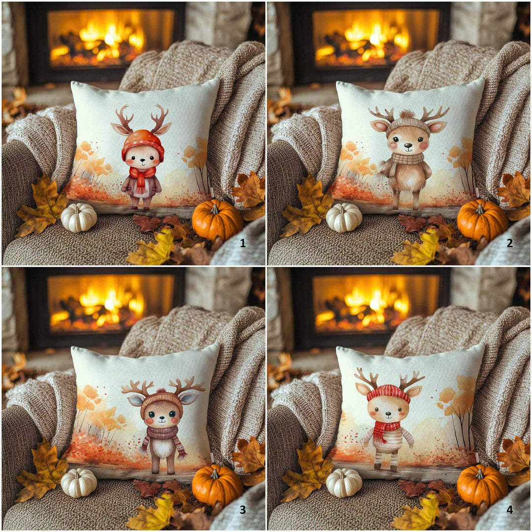 Autumn Deer Pillow Cover|Fall Trend Pillowtop|Cozy Cushion Case|Farmhouse Throw Pillowcase|Thanksgiving Pillow Case|Thanksgiving Gift