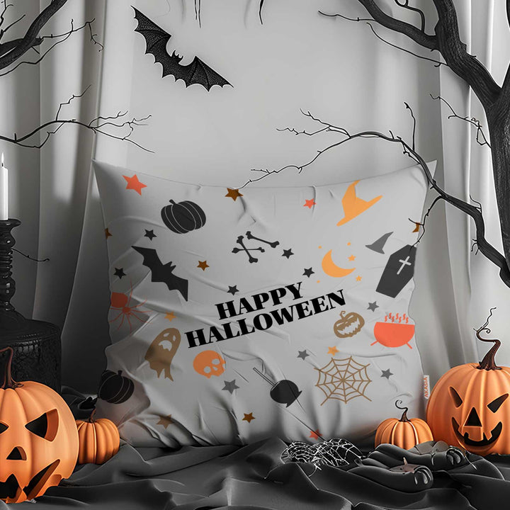 Haunted House With Moonlight Cushion Case|Spooky Pillow Case|Happy Halloween Outdoor Cushion Case|Floating Ghosts Print Throw Pillowcase