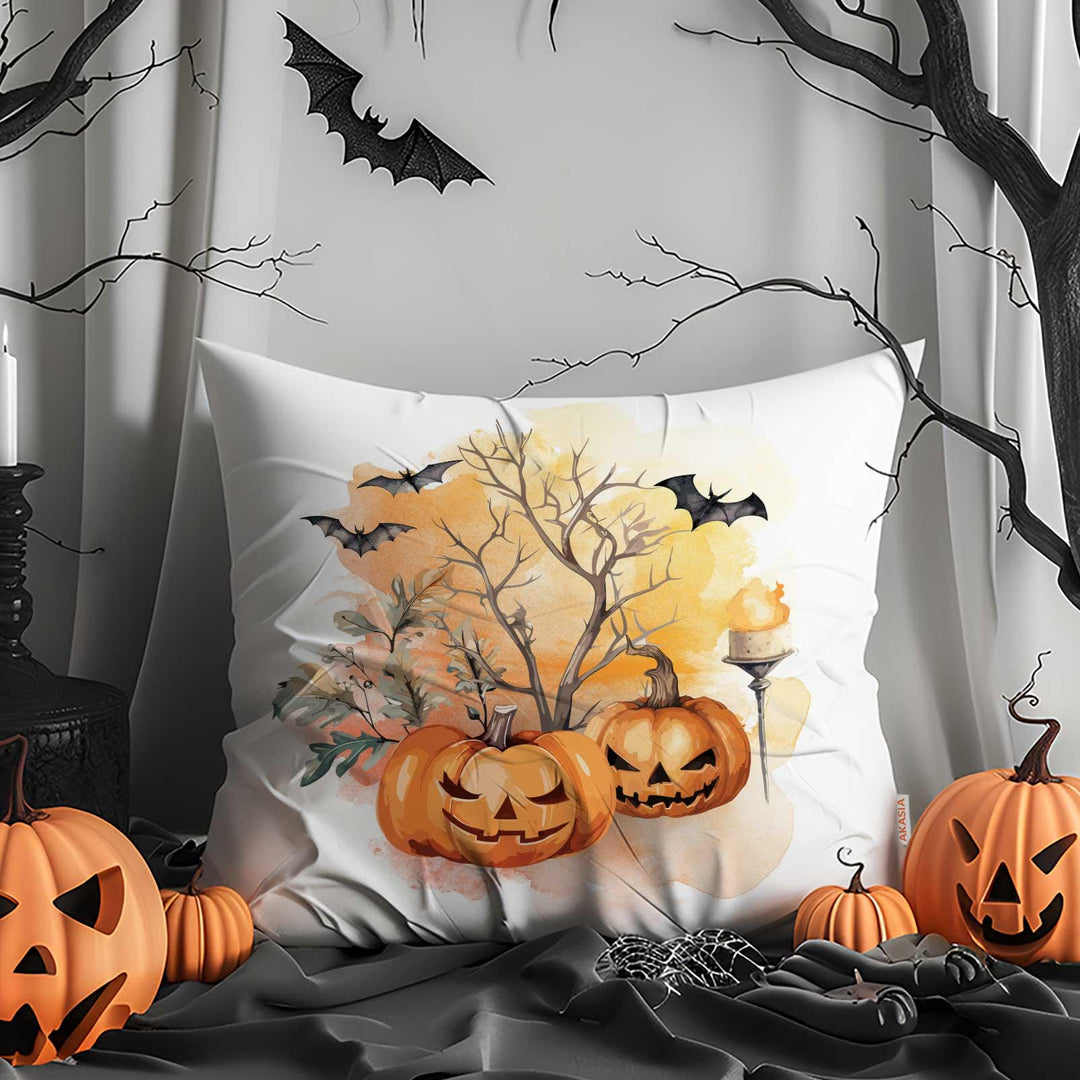 Scary Cushion Case|Carved Pumpkin Pillowtop|Haunted Throw Pillowcase|Cute Witch Print Outdoor Cushion Case|Happy Halloween Pillow Cover