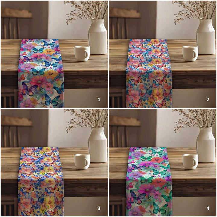 16x70 Floral Table Runner|Butterfly Print Runner|Floral Tablecloth|Modern Home Decor|Farmhouse Kitchen Table Runner|Decorative Runner