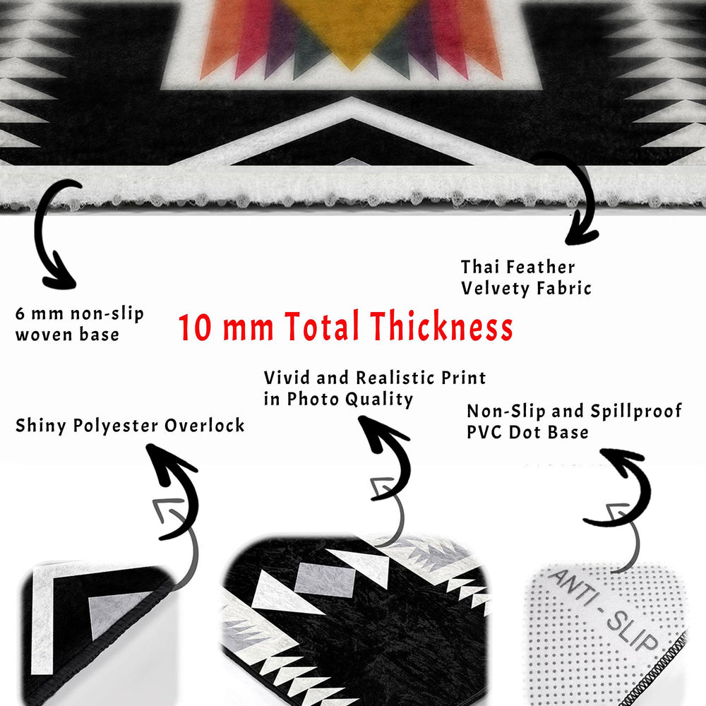 Set of 2 Rug Design Bath Mat|Non-Slip Bathroom Decor|Southwestern Bath Rug|Kilim Pattern Kitchen Floor Mat|Shower and Home Entrance Carpet