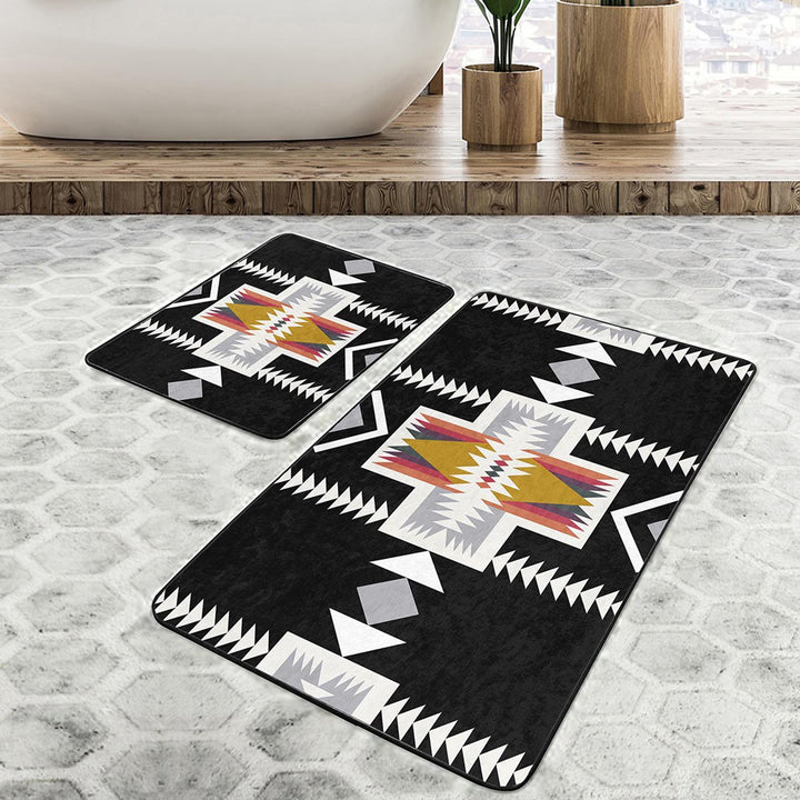 Set of 2 Rug Design Bath Mat|Non-Slip Bathroom Decor|Southwestern Bath Rug|Kilim Pattern Kitchen Floor Mat|Shower and Home Entrance Carpet