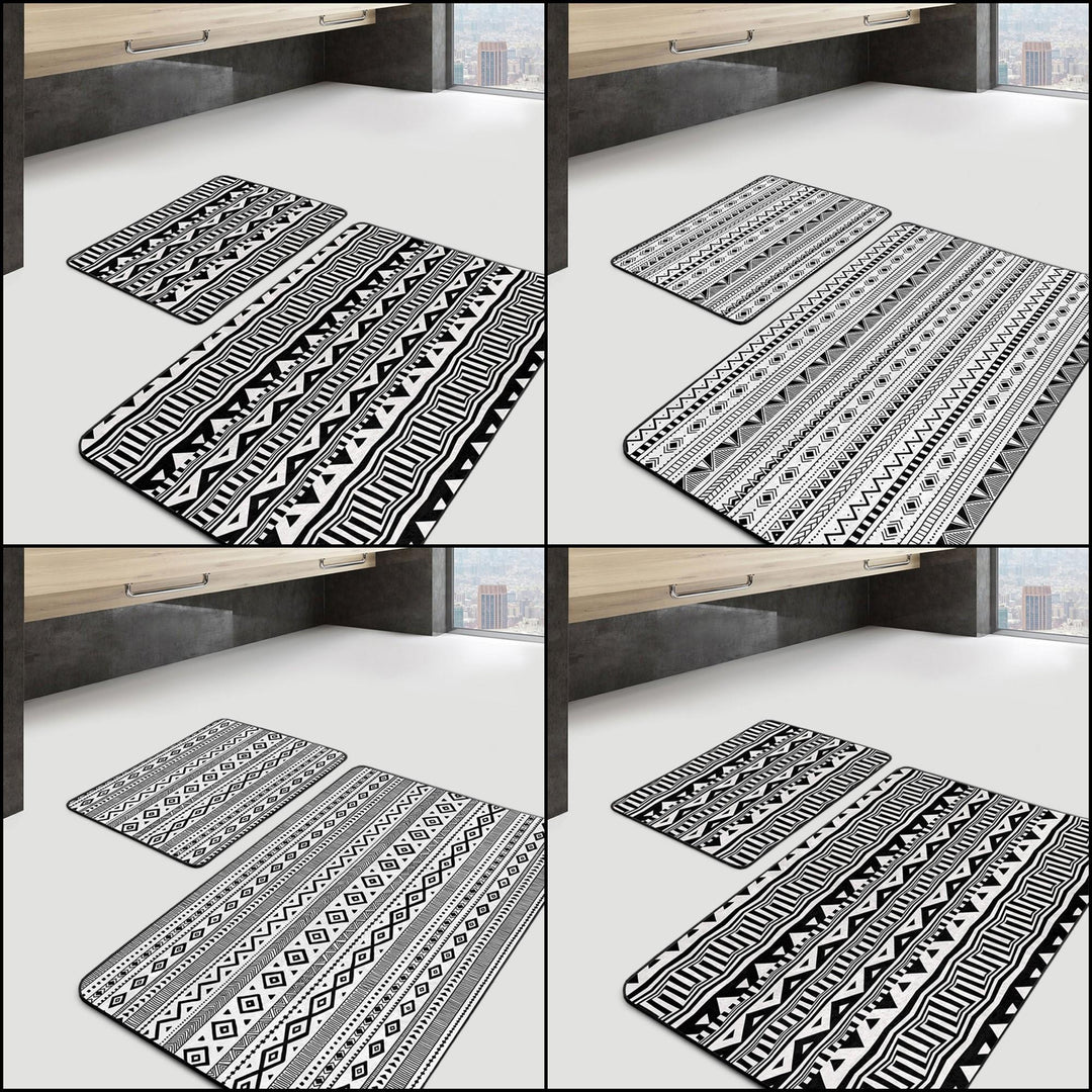 Set of 2 Nordic Design Bath Mat|Non-Slip Bathroom Decor|Scandinavian Bath Rug|Rug Design Kitchen Floor Mat|Shower and Home Entrance Carpet