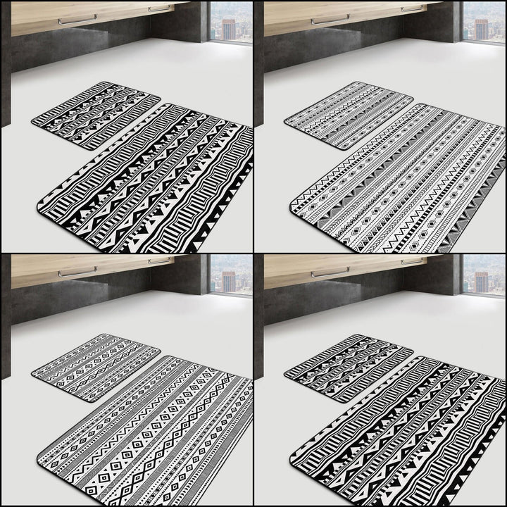Set of 2 Nordic Design Bath Mat|Non-Slip Bathroom Decor|Scandinavian Bath Rug|Rug Design Kitchen Floor Mat|Shower and Home Entrance Carpet