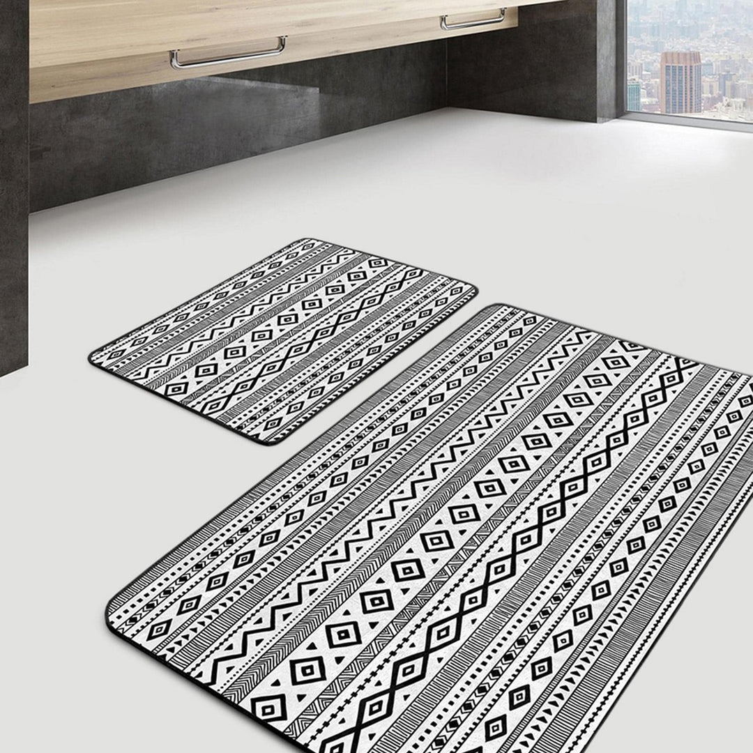 Set of 2 Nordic Design Bath Mat|Non-Slip Bathroom Decor|Scandinavian Bath Rug|Rug Design Kitchen Floor Mat|Shower and Home Entrance Carpet