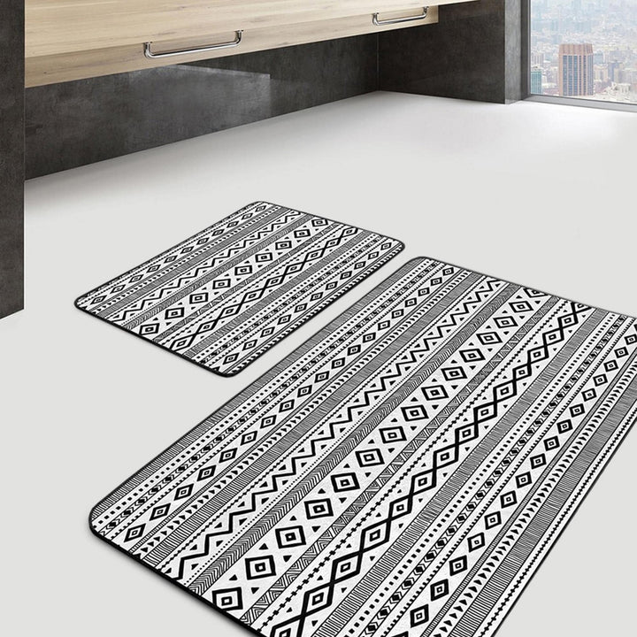 Set of 2 Nordic Design Bath Mat|Non-Slip Bathroom Decor|Scandinavian Bath Rug|Rug Design Kitchen Floor Mat|Shower and Home Entrance Carpet