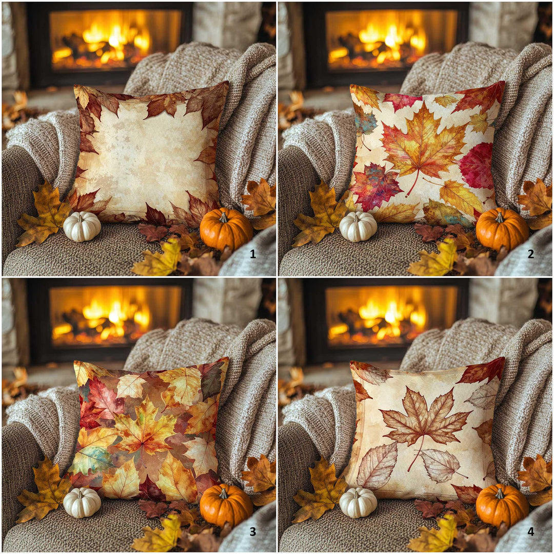 Autumn Leaves Pillow Cover|Fall Cushion Case|Thanksgiving Fade Pillowcase|Rustic Stillness Accent|Cozy Fireside Decor