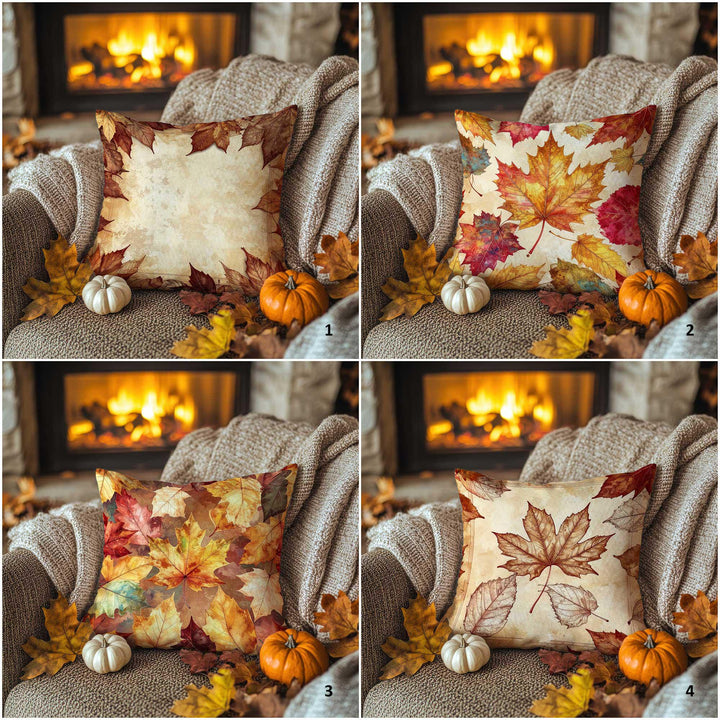 Autumn Leaves Pillow Cover|Fall Cushion Case|Thanksgiving Fade Pillowcase|Rustic Stillness Accent|Cozy Fireside Decor