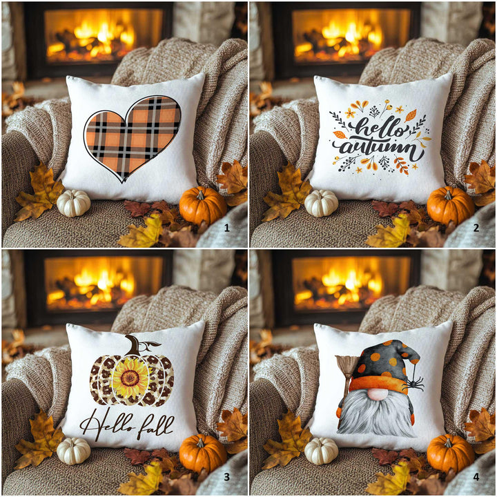 Plaid Heart Pillow Cover|Autumn Text Cushion Case|Thanksgiving Patchwork Pillowcase|Rustic Gnome Accent|Cozy Fireside Decor