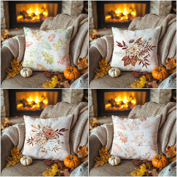 Soft Floral Design Pillowcase|Fall Cushion Case|Sepia Garden Pillow Cover|Seasonal Fade Accent|Thanksgiving Living Decor