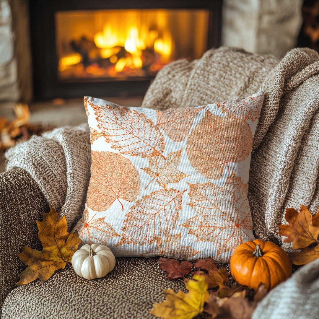 Autumn Floral Pillow Cover|Rustic Leaf Cushion Case|Thanksgiving Bloom Pillowcase|Seasonal Garden Accent|Farmhouse Cozy Decor