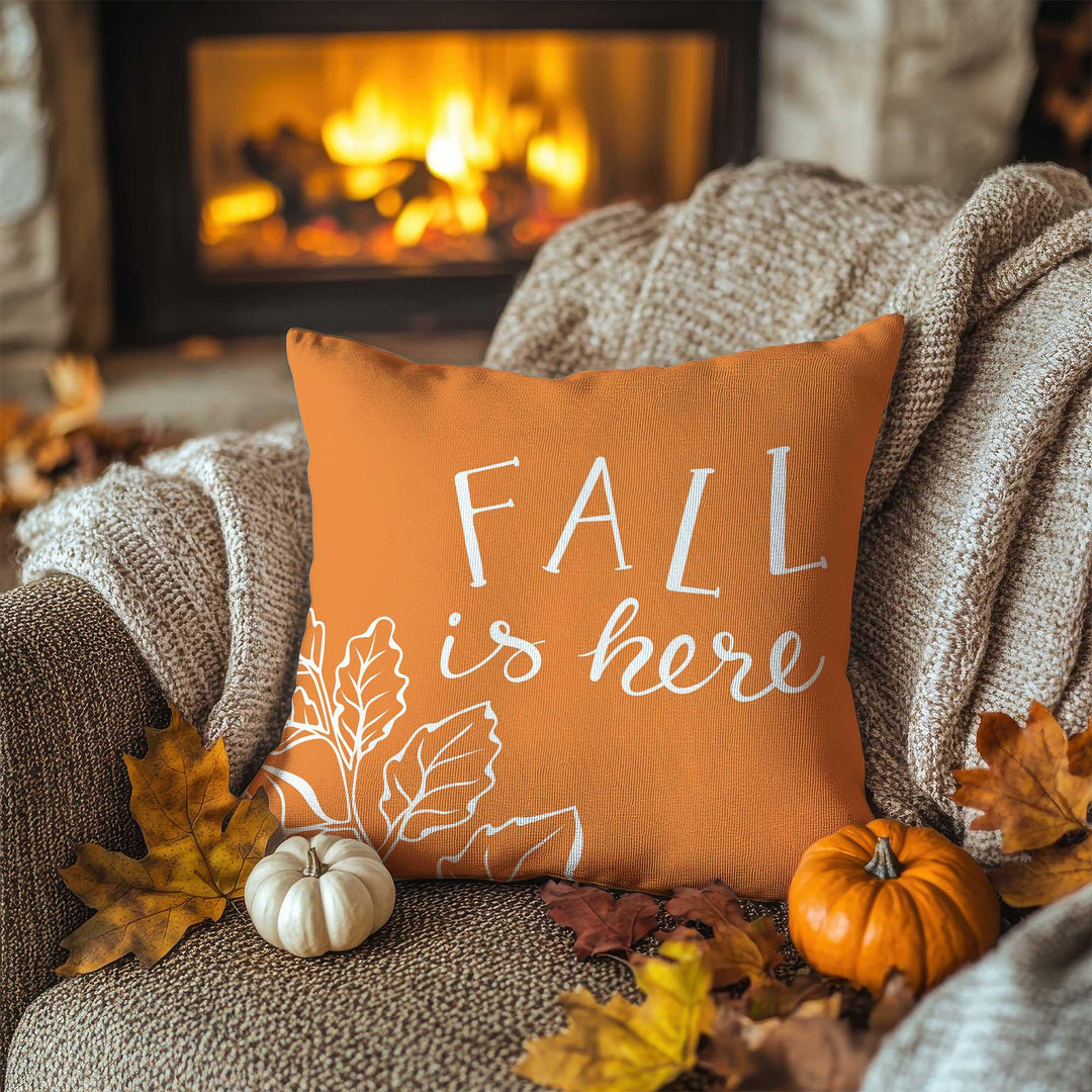 Fall Trend Buffalo Check Pillow Cover|Autumn Leaf Cushion Case|Thanksgiving Text Pillowcase|Rustic Pumpkin Accent|Cozy Sofa Decor