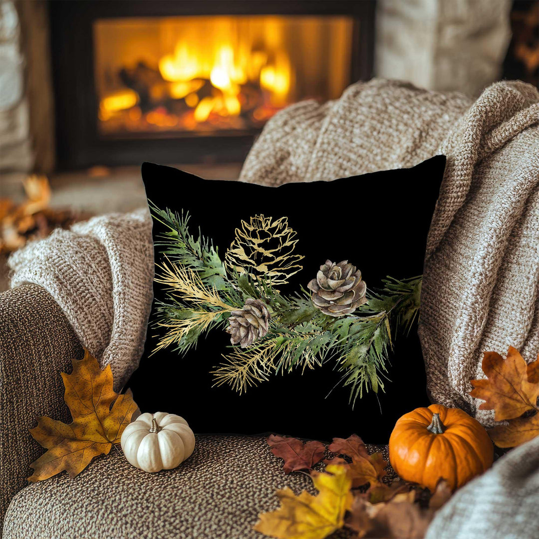 Pinecone Print Autumn Pillowcase|Rustic Greenery Cushion Case|Fall Trend Pillow Cover|Winter Lodge Accent|Farmhouse Cozy Decor