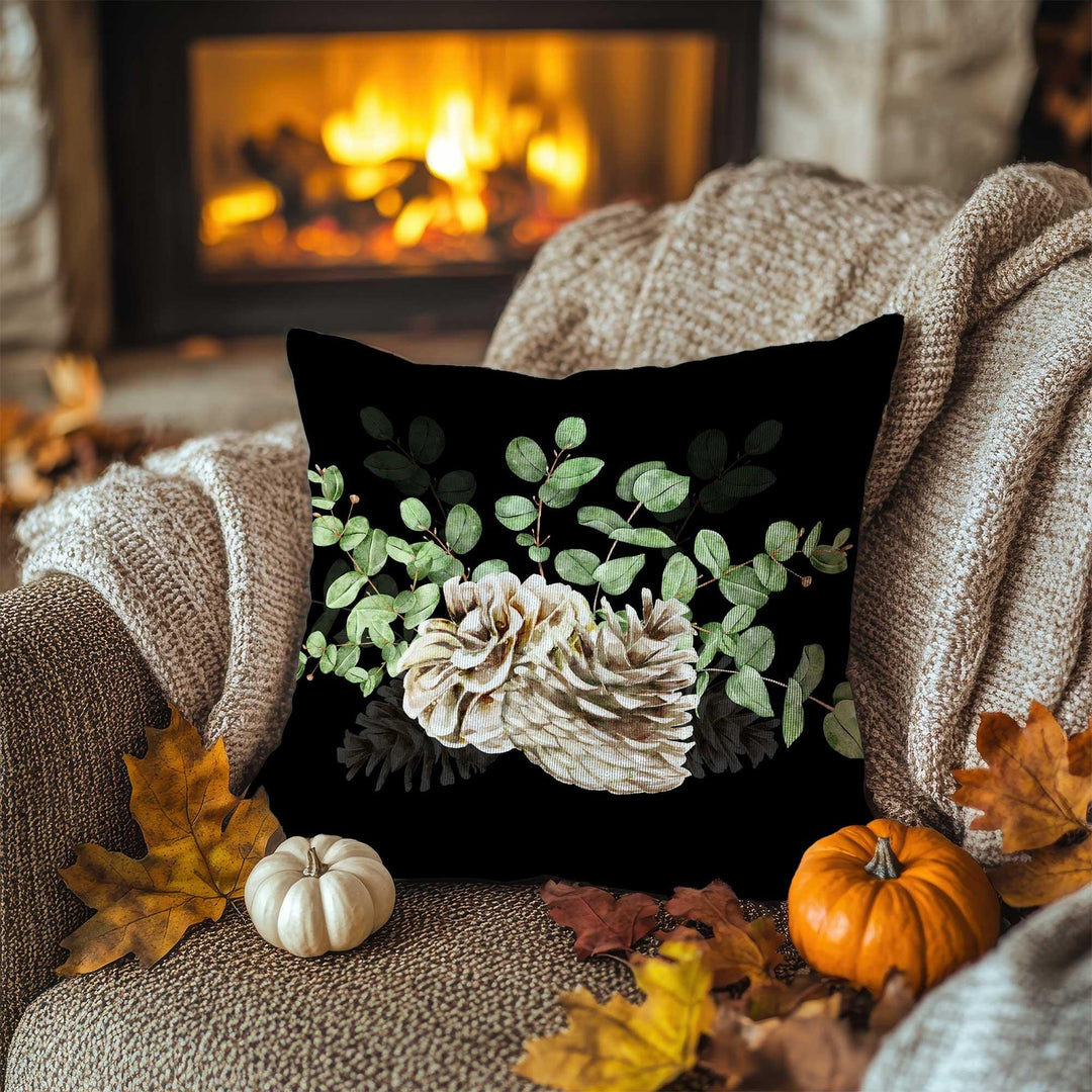 Pinecone Print Autumn Pillowcase|Rustic Greenery Cushion Case|Fall Trend Pillow Cover|Winter Lodge Accent|Farmhouse Cozy Decor