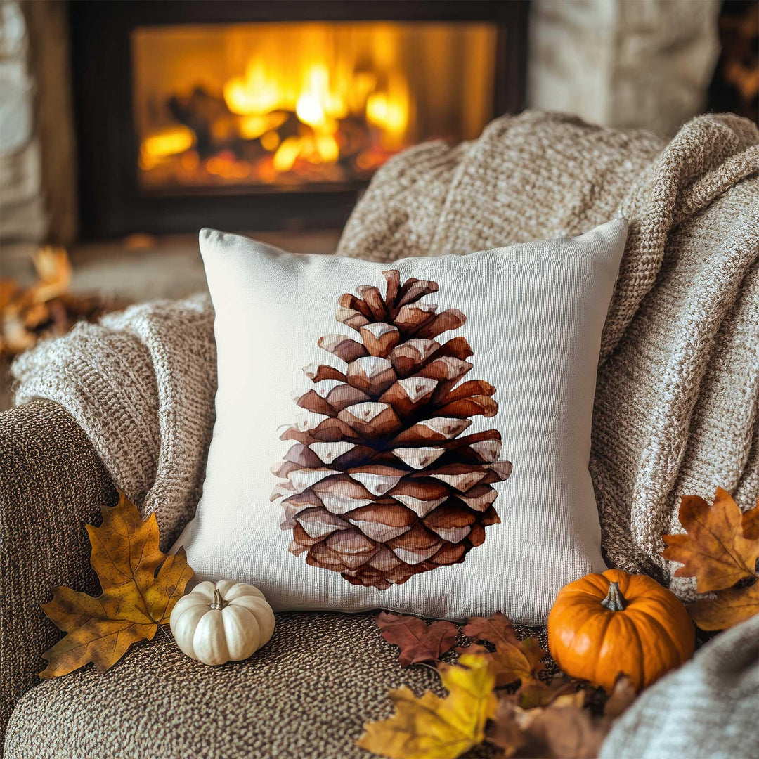 Pinecone and Acorn Print Pillowcase|Rustic Autumn Cushion Case|Fall Trend Pillow Cover|Warm Woodland Accent|Farmhouse Sofa Decor