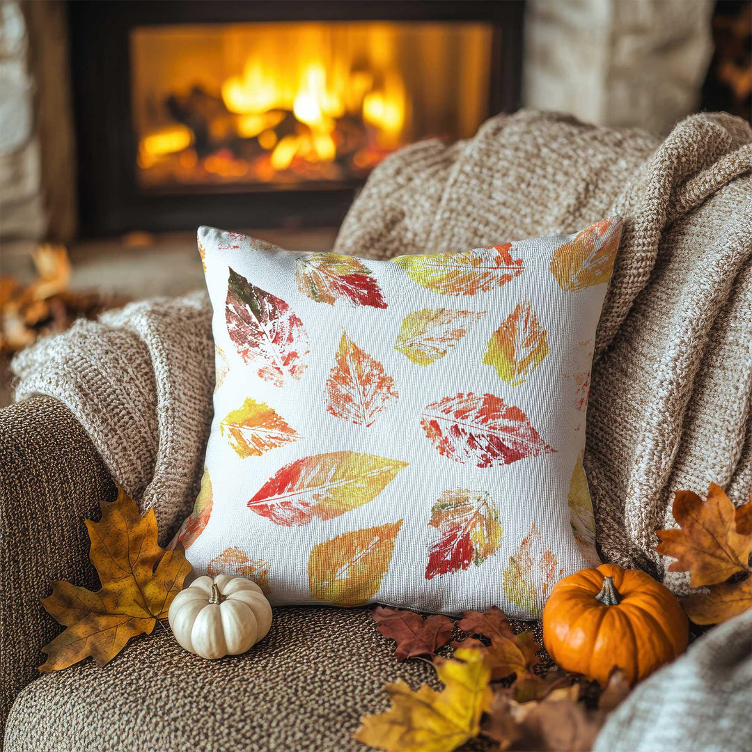 Squirrel and Leaf Print Pillowcase|Rustic Plaid Cushion Case|Fall Trend Pillow Cover|Warm Woodland Accent|Farmhouse Autumn Decor