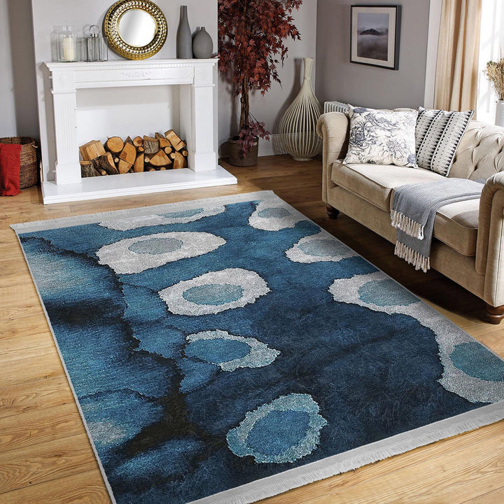 Blue Gray Carpet|Abstract Carpet|Farmhouse Style Gift|Decorative Rug|Anti-slip Carpet|Living Room Carpet|Housewarming Rug|Floor Covering