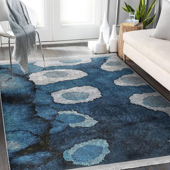 Blue Gray Carpet|Abstract Carpet|Farmhouse Style Gift|Decorative Rug|Anti-slip Carpet|Living Room Carpet|Housewarming Rug|Floor Covering