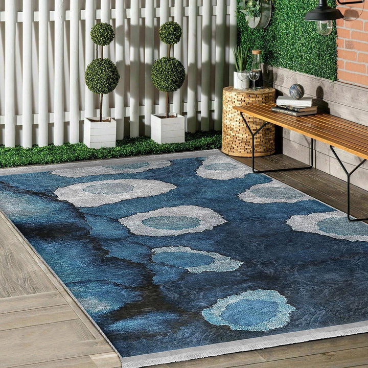 Blue Gray Carpet|Abstract Carpet|Farmhouse Style Gift|Decorative Rug|Anti-slip Carpet|Living Room Carpet|Housewarming Rug|Floor Covering
