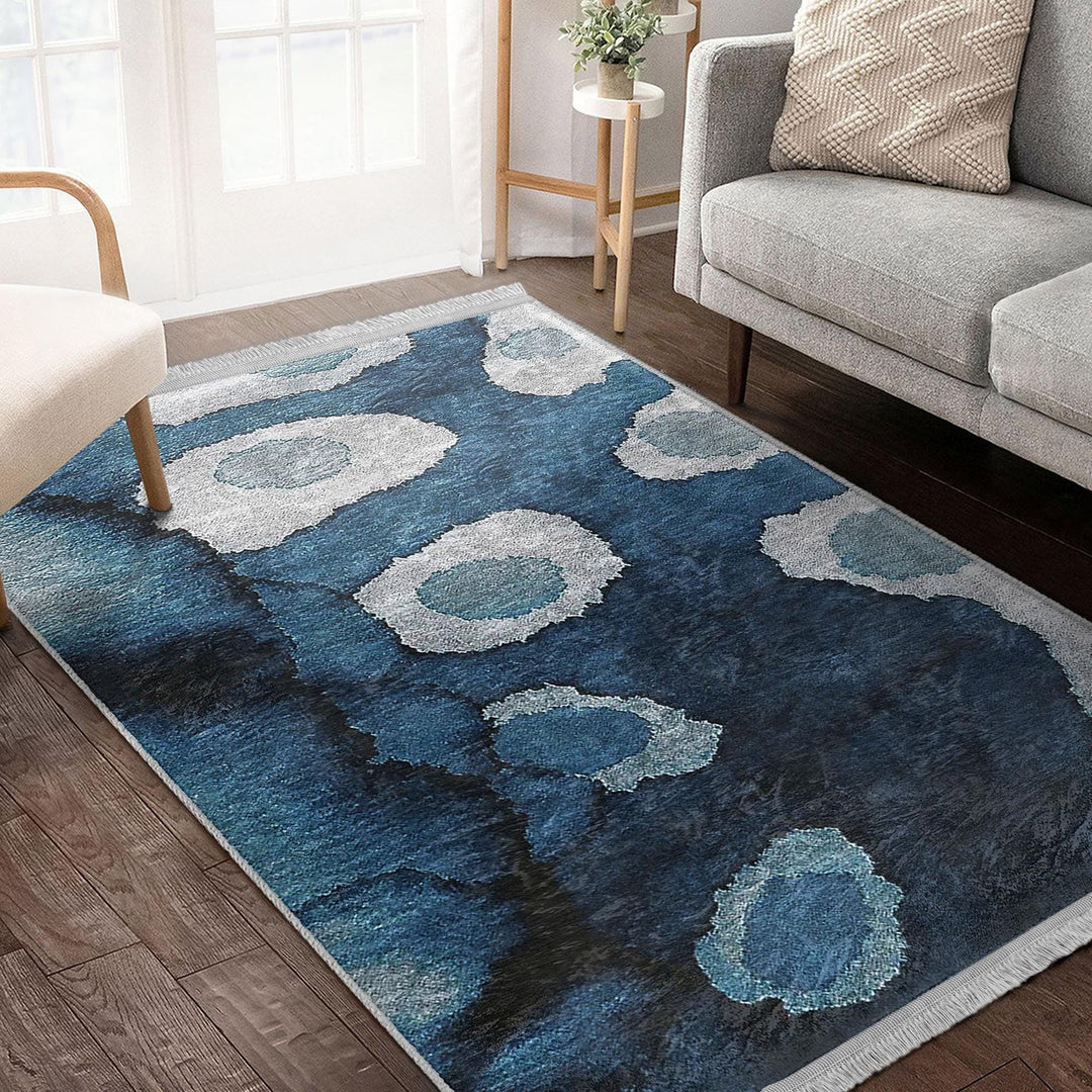 Blue Gray Carpet|Abstract Carpet|Farmhouse Style Gift|Decorative Rug|Anti-slip Carpet|Living Room Carpet|Housewarming Rug|Floor Covering