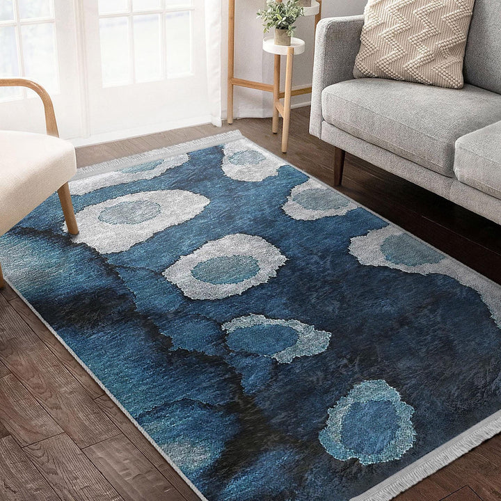 Blue Gray Carpet|Abstract Carpet|Farmhouse Style Gift|Decorative Rug|Anti-slip Carpet|Living Room Carpet|Housewarming Rug|Floor Covering