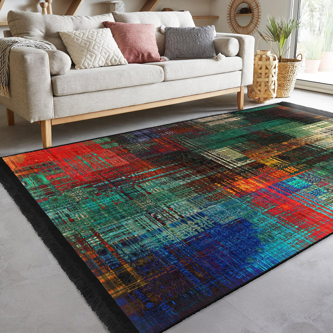 Colorful Abstract Rug|Contemporary Rug|Statement Rug|Modern Abstract Rug|Floor Covering|Art-inspired Carpet|Anti-slip Carpet|Boho Design Rug
