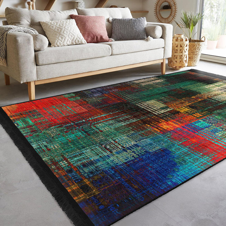 Colorful Abstract Rug|Contemporary Rug|Statement Rug|Modern Abstract Rug|Floor Covering|Art-inspired Carpet|Anti-slip Carpet|Boho Design Rug