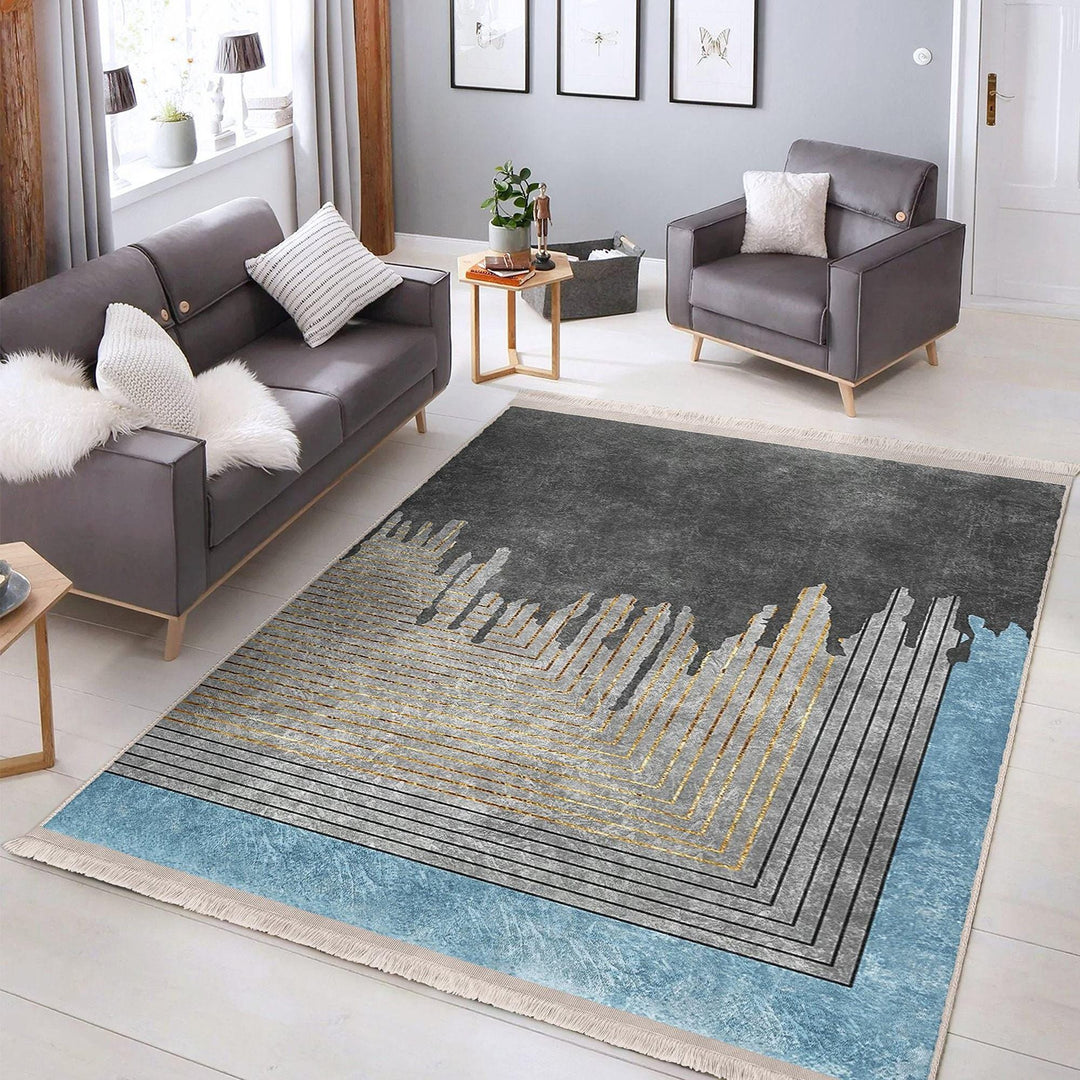 Gray Blue Rug|Abstract Carpet|Multi-purpose Carpet|Rustic Non-slip Mat|Decorative Rug|Abstract Floor Rug|Unique Design Rug|Non-slip Rug