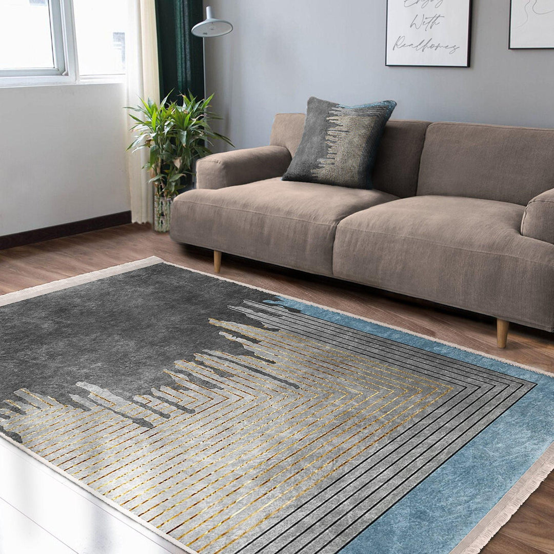 Gray Blue Rug|Abstract Carpet|Multi-purpose Carpet|Rustic Non-slip Mat|Decorative Rug|Abstract Floor Rug|Unique Design Rug|Non-slip Rug
