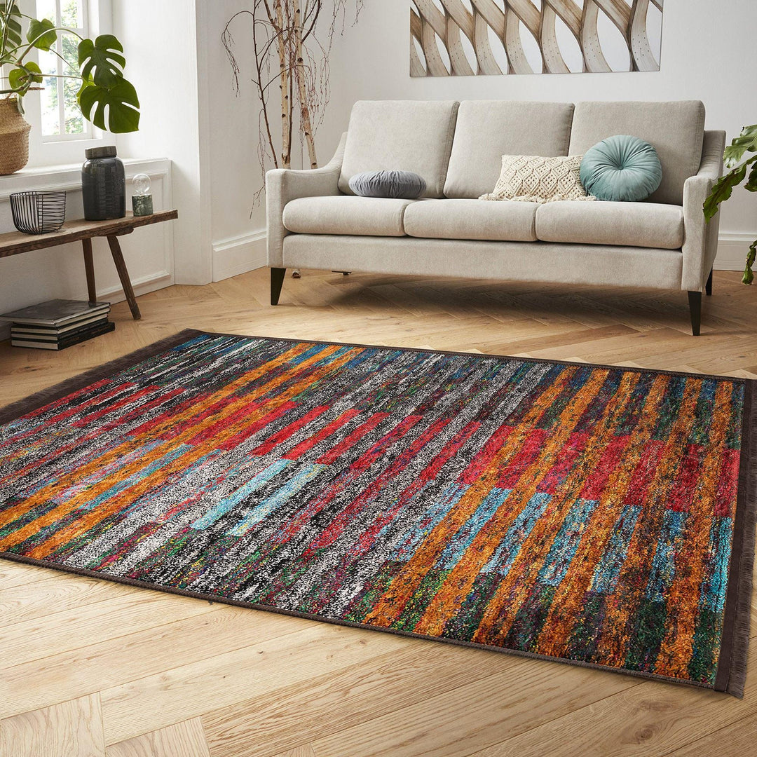 Bold Stripes Abstract Carpet|Unique Design Rug|Machine-washable Rug|Contemporary Rug|Modern Abstract Rug|Floor Covering|Statement Rug